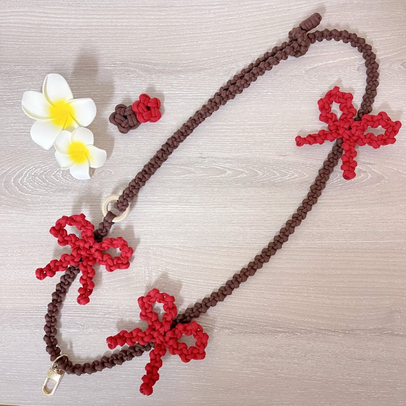 蝴蝶结可调式手机背带 - 挂绳/吊绳 - 棉．麻 