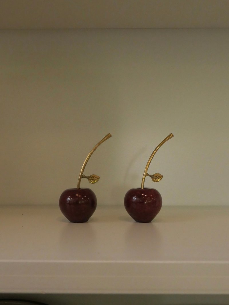 樱桃造型大理石纹纸镇 - 摆饰 - 石头 红色