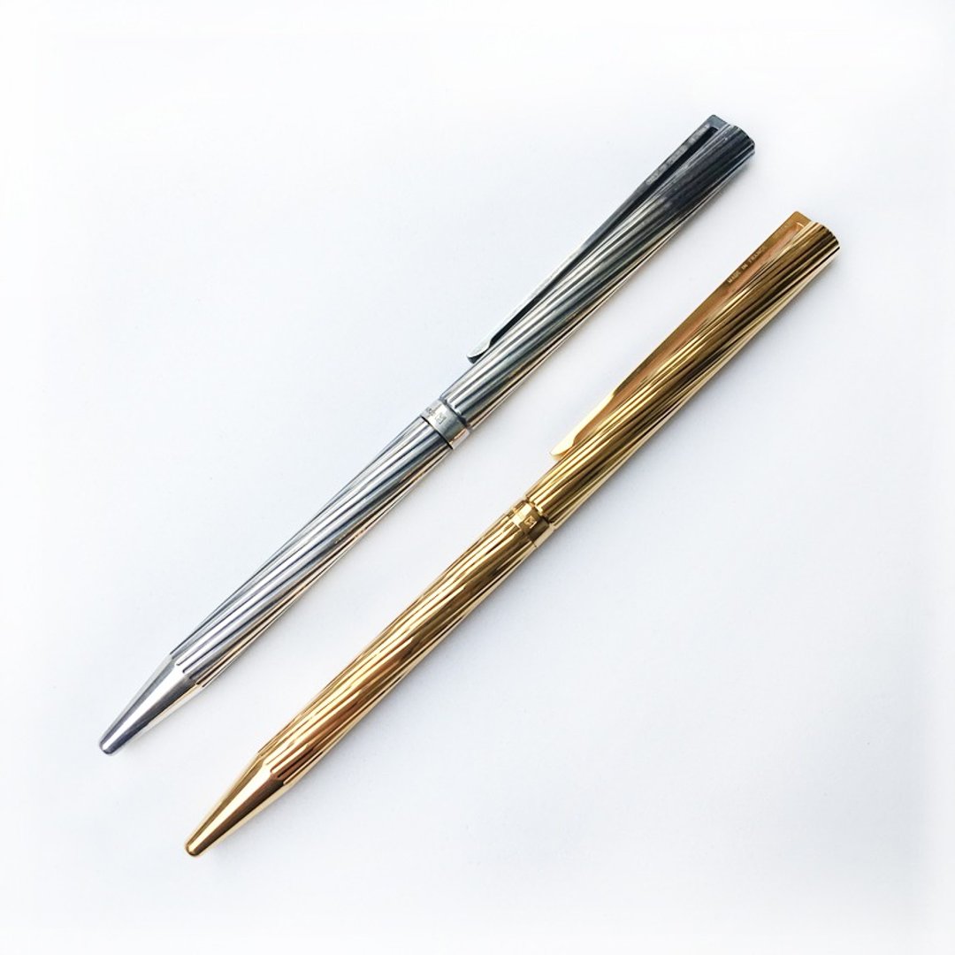 S.T. Dupont 都彭斜纹原子笔 | 法国 稀有 收藏 手工 - 圆珠笔/中性笔 - 其他金属 金色