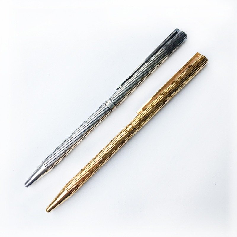 S.T. Dupont 都彭斜纹原子笔 | 法国 稀有 收藏 手工 - 圆珠笔/中性笔 - 其他金属 金色