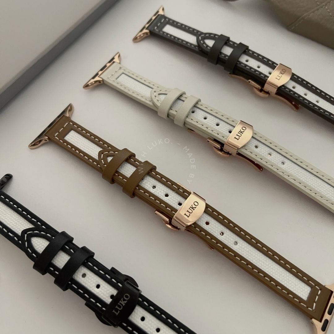 Apple Watch | 订制感 | 帆布拼接皮不锈钢表带 - 表带 - 不锈钢 