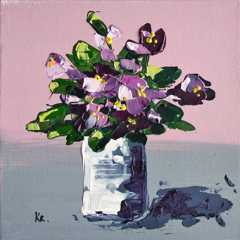 Flowers Painting Flowers Wall Art Floral Original Art Geranium Impasto Painting - 海报/装饰画/版画 - 压克力 粉红色