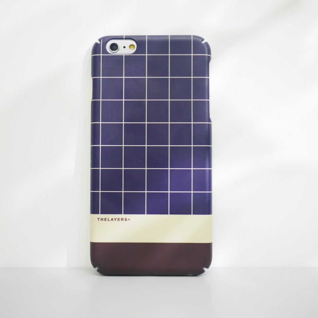 免费印名 | 简约深蓝格子 Phone case 可刻字订制方格原创手机壳 - 手机壳/手机套 - 塑料 蓝色