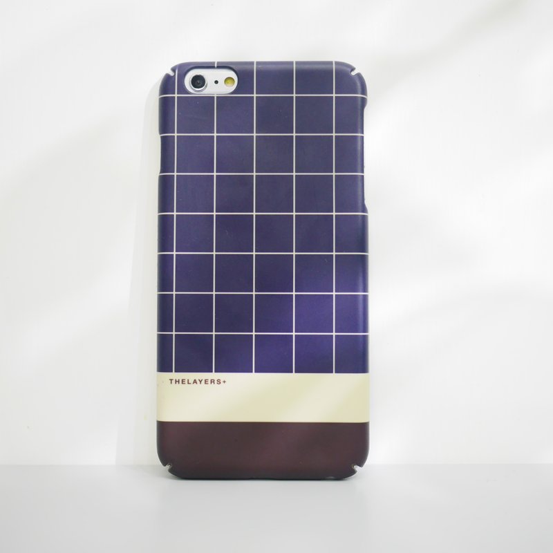 免费印名 | 简约深蓝格子 Phone case 可刻字订制方格原创手机壳 - 手机壳/手机套 - 塑料 蓝色