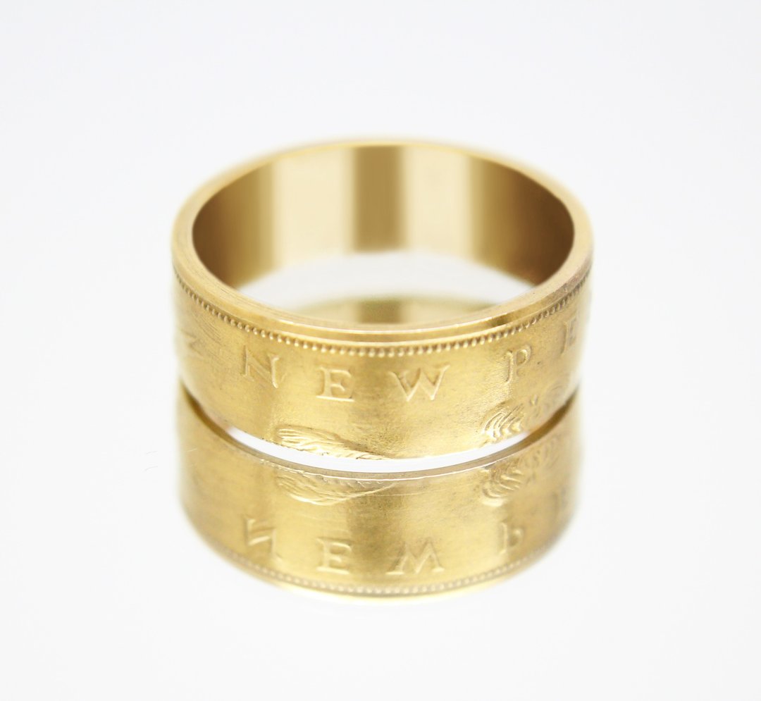 Gold Coin Ring Great Britain 2 pence Elizabeth-II 2004 18k gold plated ring - 戒指 - 其他金属 