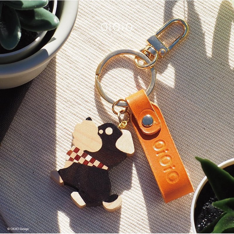 【手工实木吊饰】森林雪纳/ 定制刻字 /送礼首选/ 钥匙圈/ 圣诞 - 吊饰 - 木头 