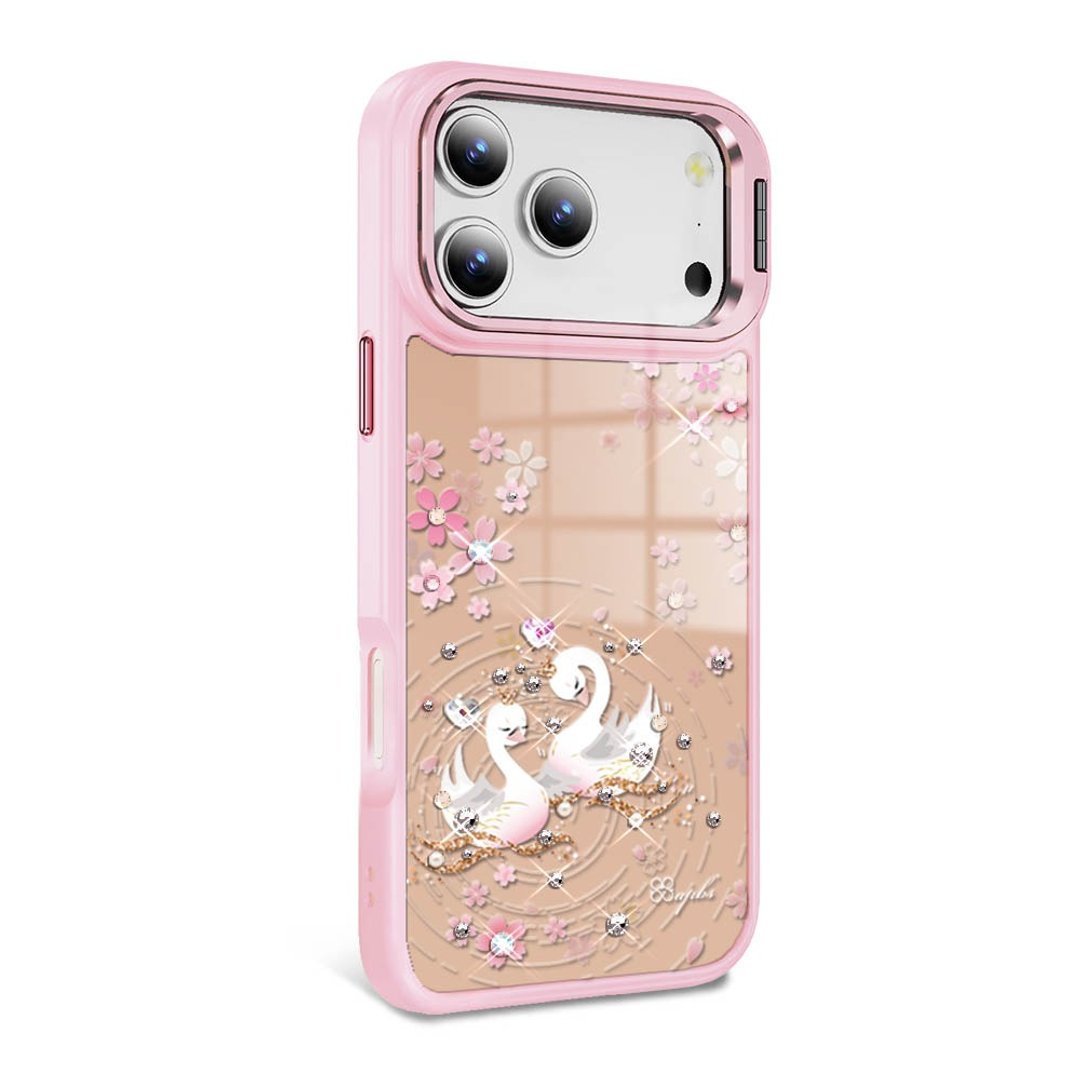 iPhone 全系列 防摔合金框隐形立架镜面钻壳 - 天鹅湖 - 手机壳/手机套 - 其他材质 多色