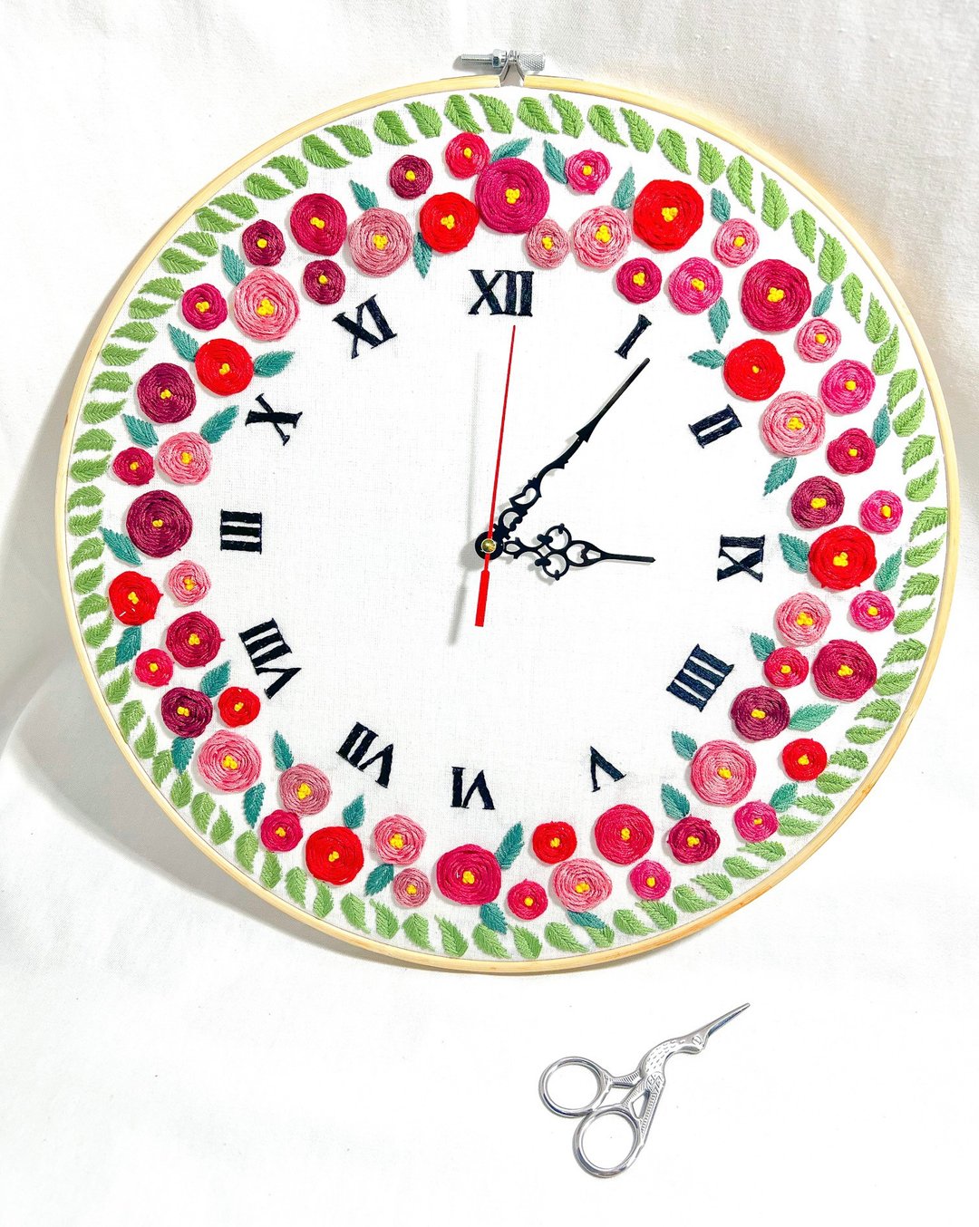 Handmade wall clock, size 36 cm. - 时钟/闹钟 - 棉 