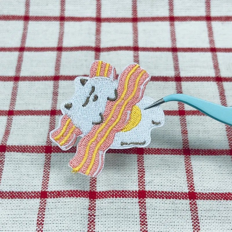 早餐猫猫  培根蛋 - 编织/刺绣/羊毛毡/裁缝 - 绣线 白色