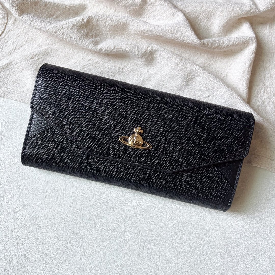 Vintage Vivienne Westwood 黑色信封长夹 - 皮夹/钱包 - 真皮 黑色