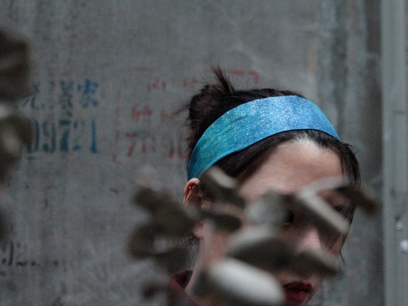 再版 梵谷的繁星点点海蓝烫金点布 松紧发带_Starry Starry Night Gold foil stamping Cotton Taiwan Han - 发饰 - 棉．麻 蓝色