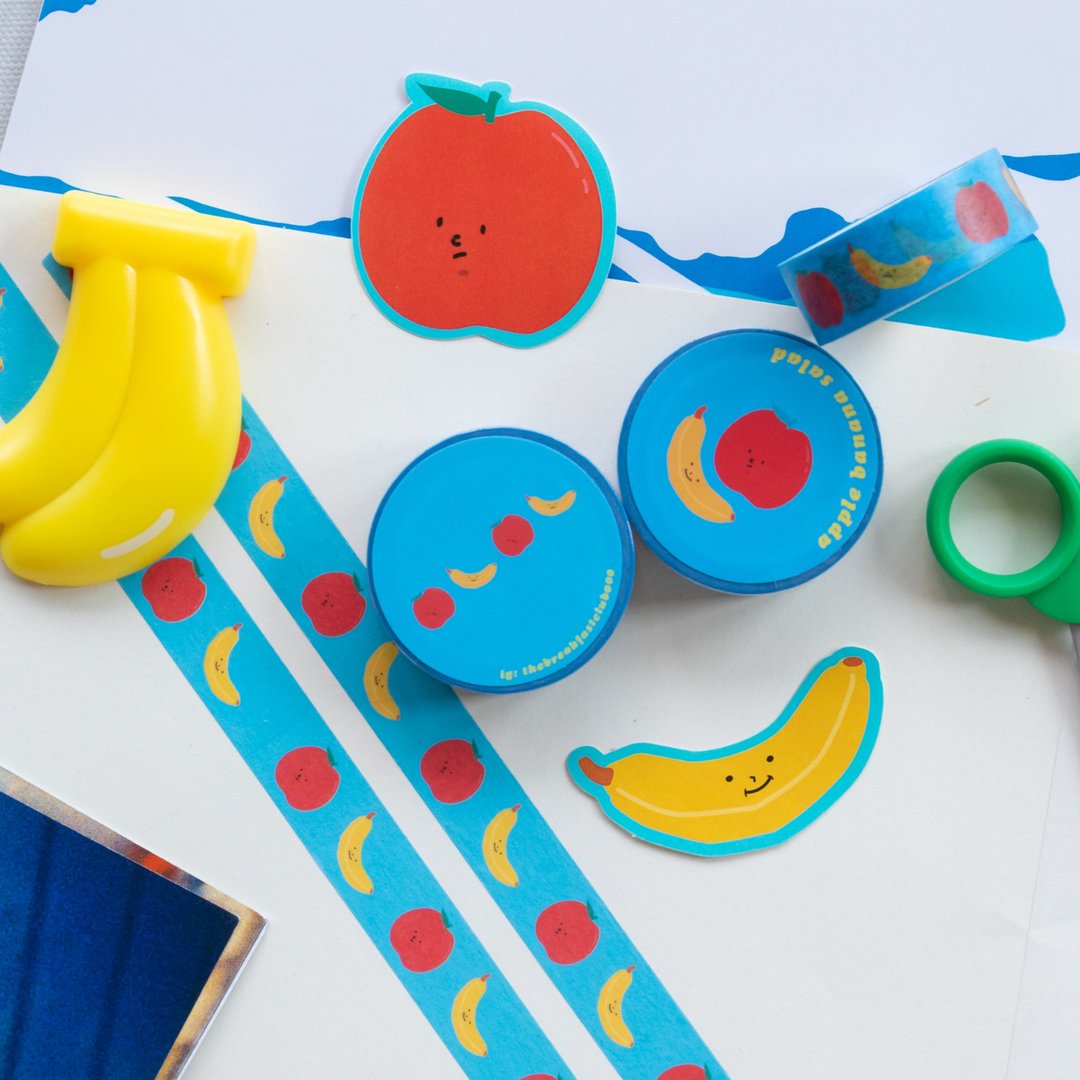 Masking tape - Apple Banana - 纸胶带 - 纸 蓝色