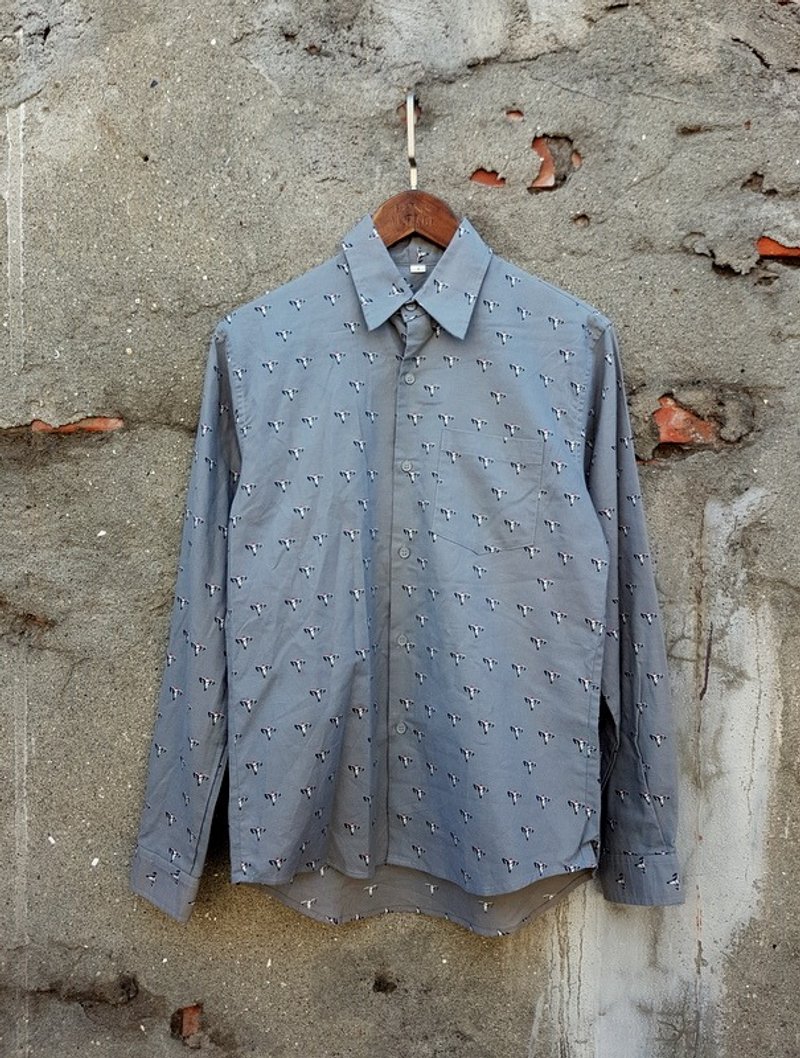 小龟葛葛 - 西部沙漠牛头骨 古着衬衫 - 男装衬衫 - 棉．麻 