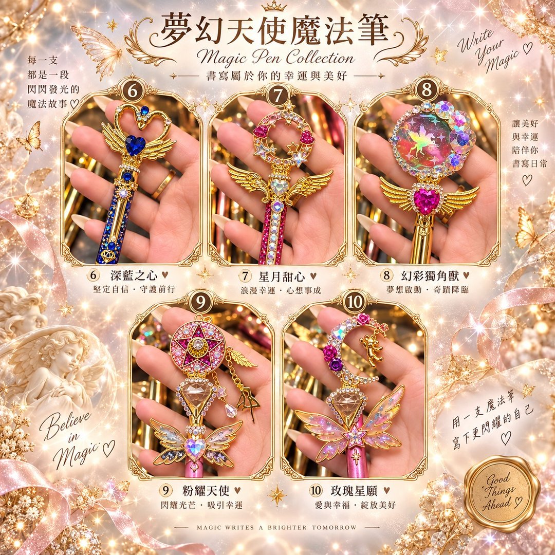梦幻天使魔法笔 - 圆珠笔/中性笔 - 宝石 多色