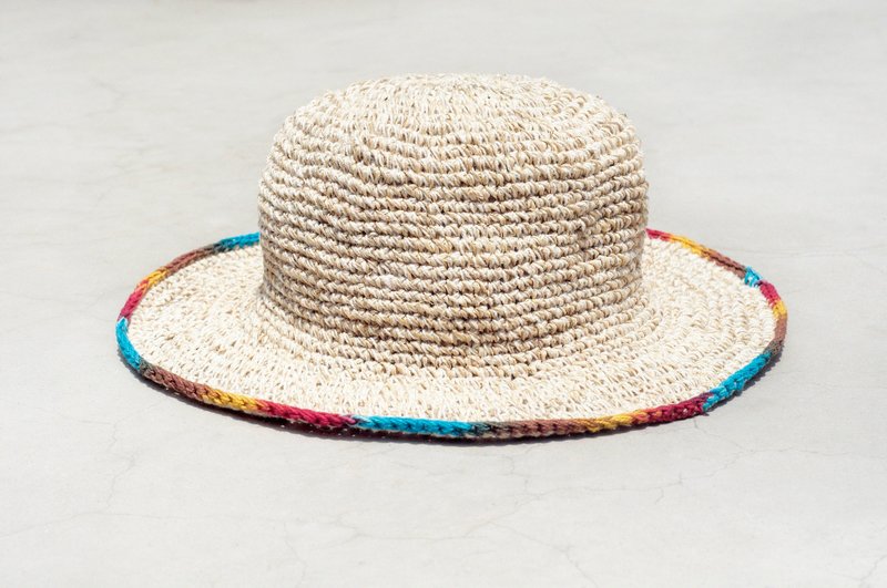 限量手织棉麻帽 / 渔夫帽 / 遮阳帽 / 草帽 - 夏日渐层编织 - 帽子 - 棉．麻 多色
