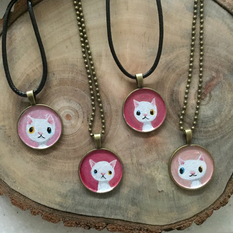 手绘猫项链(桃色系限定版) - 项链 - 其他金属 多色