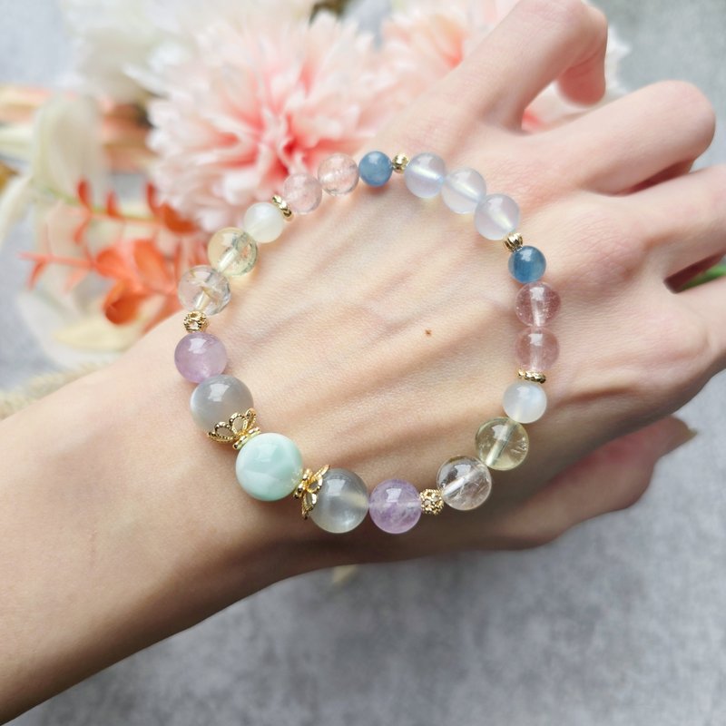 I'm princess-绿纹石/月光石/茶兔毛/黄水晶/草莓晶/蓝晶/海蓝宝 - 手链/手环 - 水晶 多色