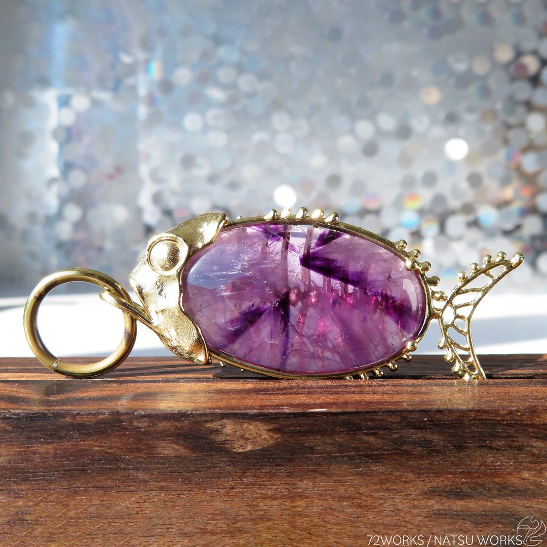 特拉比切紫水晶 鱼形吊饰 / Trapiche Amethyst Fish charms - 吊饰 - 宝石 紫色