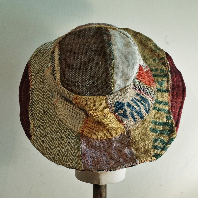 尼泊尔 手工 Vintage 民族风 Ethnic 拼接草帽 手工 渔夫帽 - 帽子 - 其他材质 多色