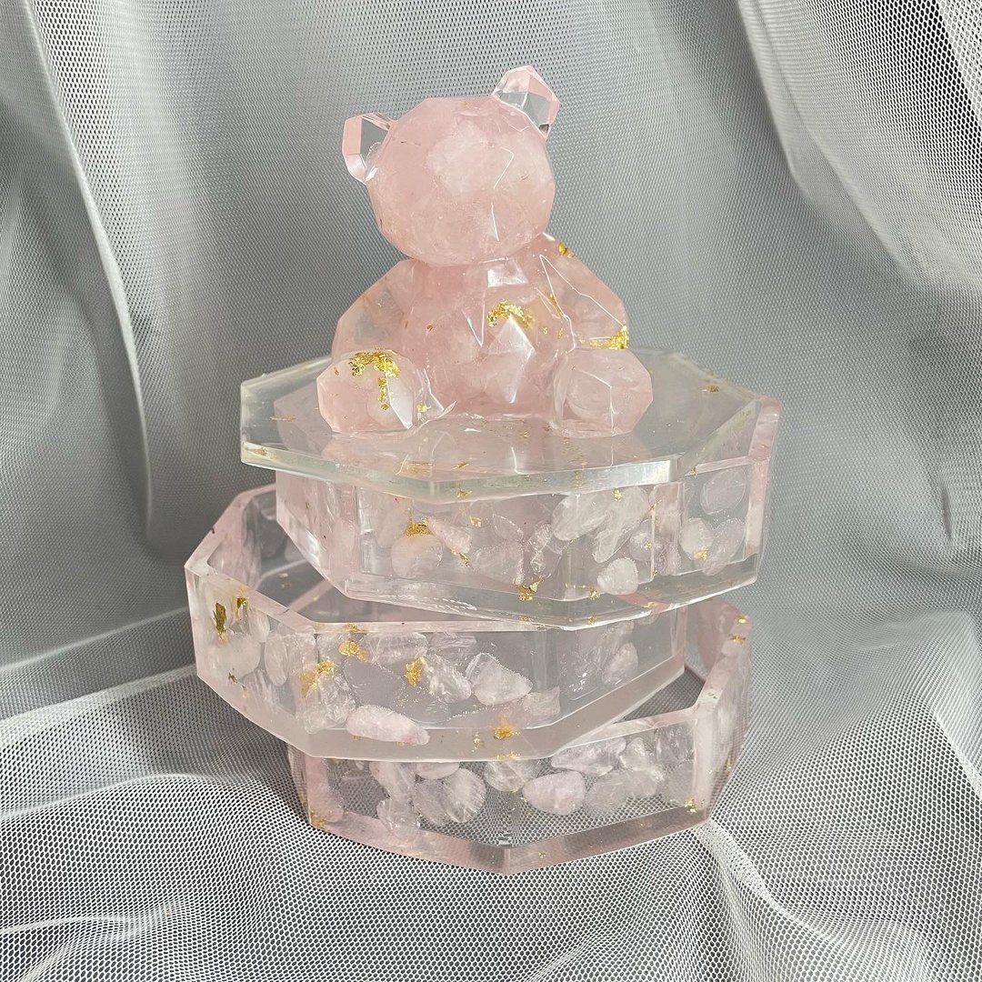 【手工制作】旋转三层/几何熊饰品收纳盒/珠宝盒 - 收纳用品 - 宝石 透明