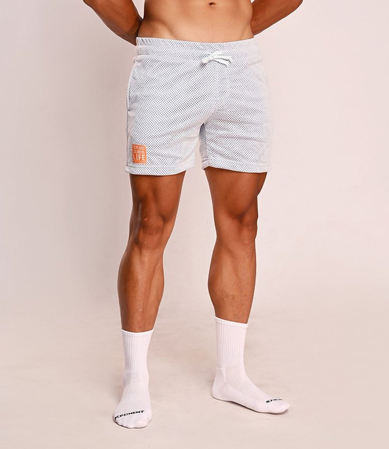 3D MESH-EX 简单风格 透气运动短裤 - 浅水晶蓝 - 男士短裤 - 聚酯纤维 蓝色