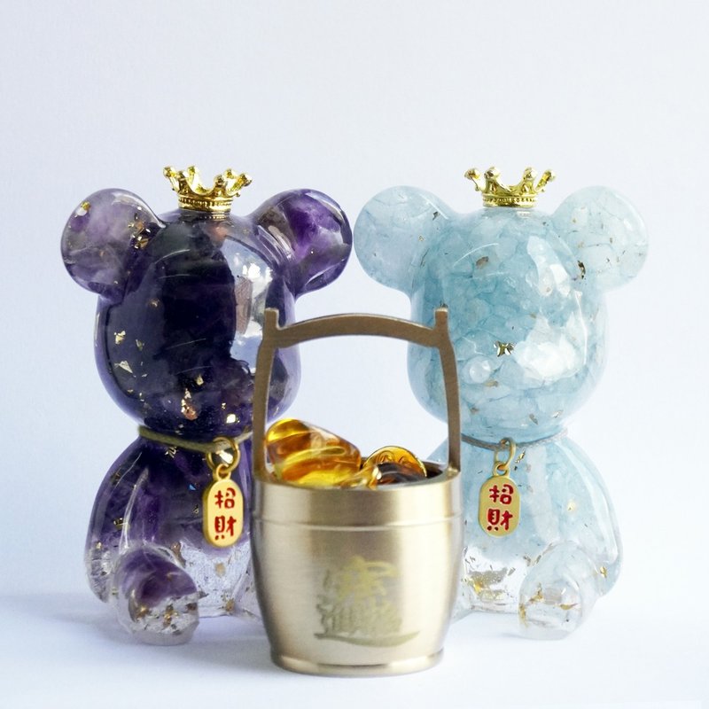 【Hourrae荷莱】招财好运晶熊 招财吊牌 水晶摆件 一桶金组合 - 摆饰 - 水晶 多色