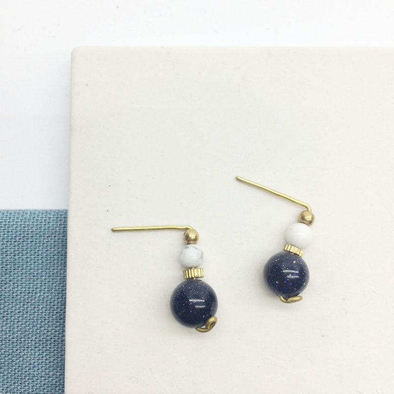 老林杂货 l 团团圆圆。蓝砂石/白松石/红纹石  耳勾l耳针l耳夹 - 耳环/耳夹 - 宝石 蓝色