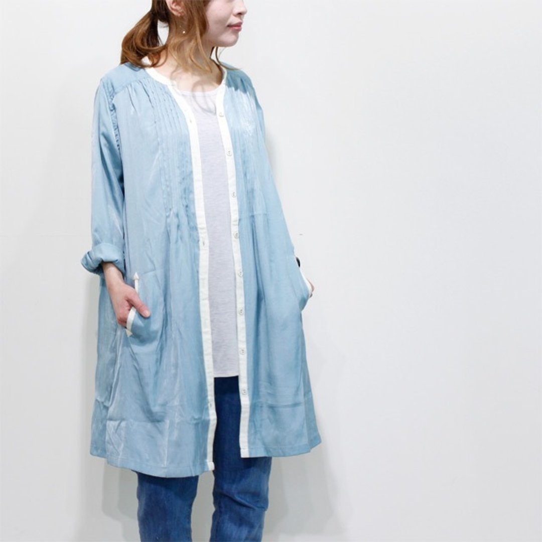 Palette cupramor mixed thick shirt dress - 洋装/连衣裙 - 聚酯纤维 蓝色