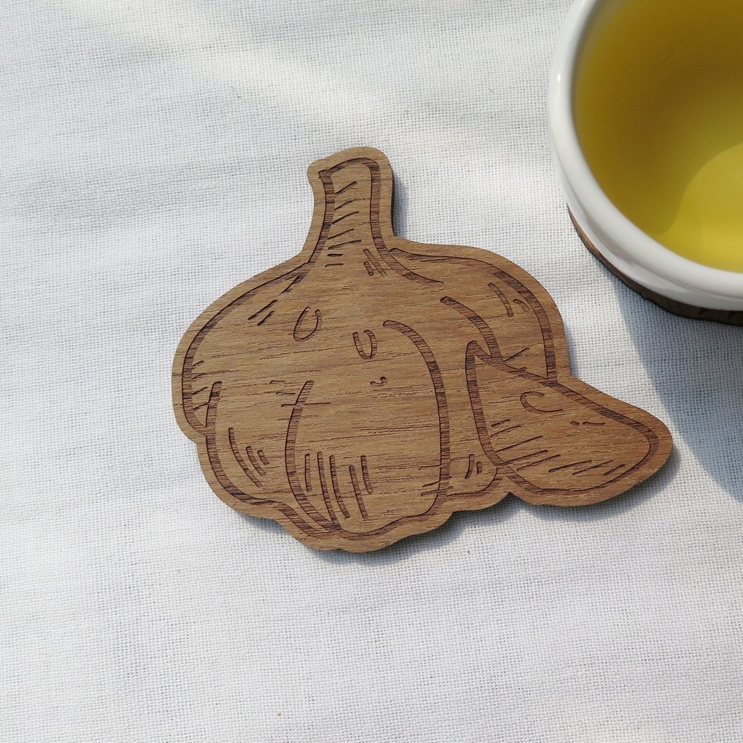 Wooden coaster garlic - 杯垫 - 木头 咖啡色
