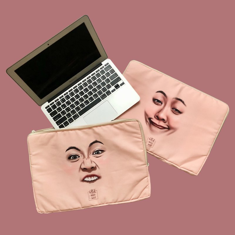 ( made to order ) soft case 15 inch :: face for someone - 电脑包 - 棉．麻 