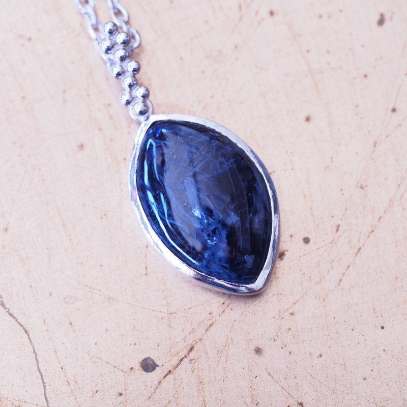 彼得石 风暴石 Pietersite  金丝碧玉 手工项链 含银链 - 项链 - 水晶 蓝色