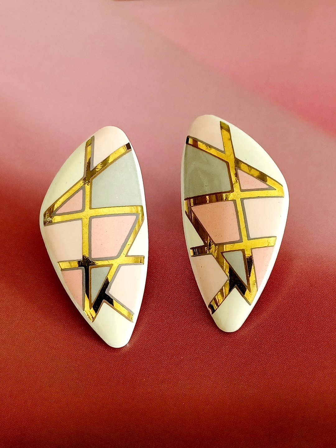 vintage jewelry  淡雅时尚 陶瓷 夹式耳环 - 耳环/耳夹 - 陶 