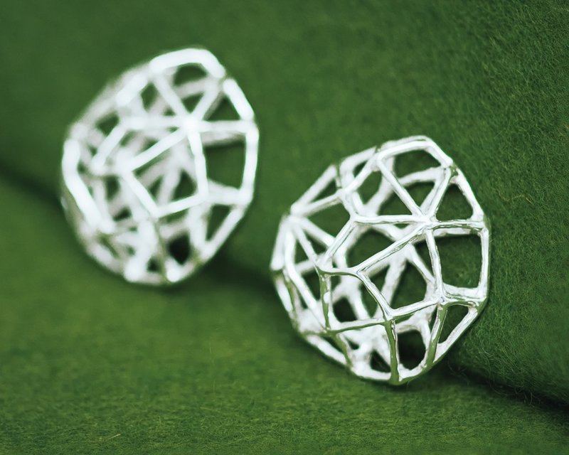 Geometric earrings - Borsetta earrings - large earrings - Contemporary earrings - 耳环/耳夹 - 银 银色