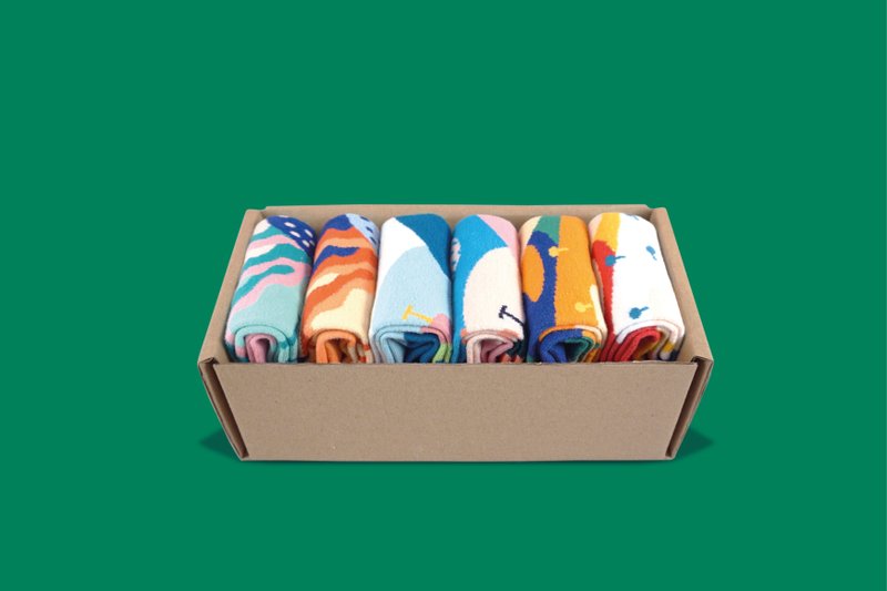 Dear, Buncho系列礼盒 男袜 女袜 色袜 几何图案袜 - 袜子 - 棉．麻 多色
