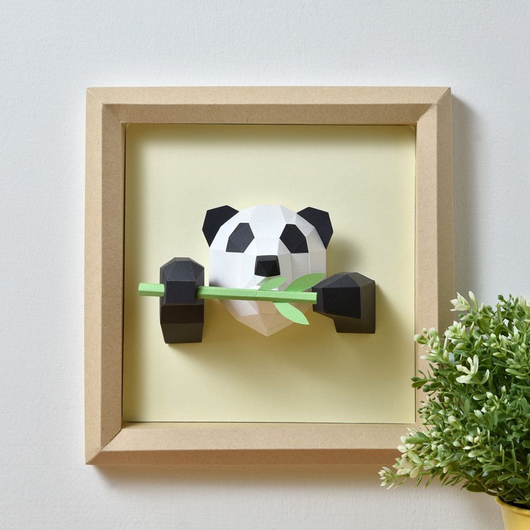 3D纸模型-DIY动手做-相框系列-爱竹的熊猫-摆设 挂饰 挂画 - 木工/竹艺/纸艺 - 纸 白色