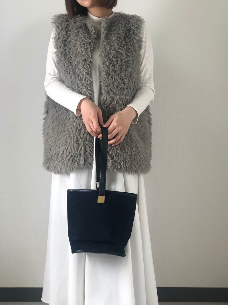 【日本直送，铭牌二手包装】CELINE Anchor刺绣手袋海军蓝帆布vintage复古老tpzkce - 手提包/手提袋 - 绣线 蓝色