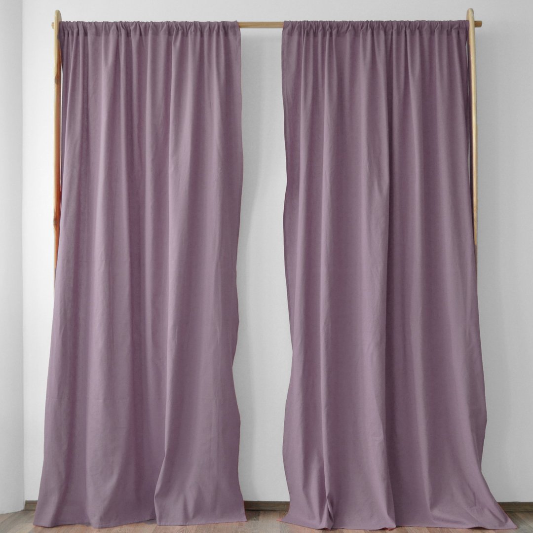 Mauve regular and blackout linen curtains / Custom curtains / 2 panels - 门帘/门牌 - 亚麻 紫色