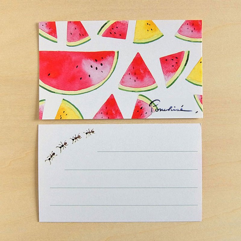 Mini card watermelon - 卡片/明信片 - 纸 红色