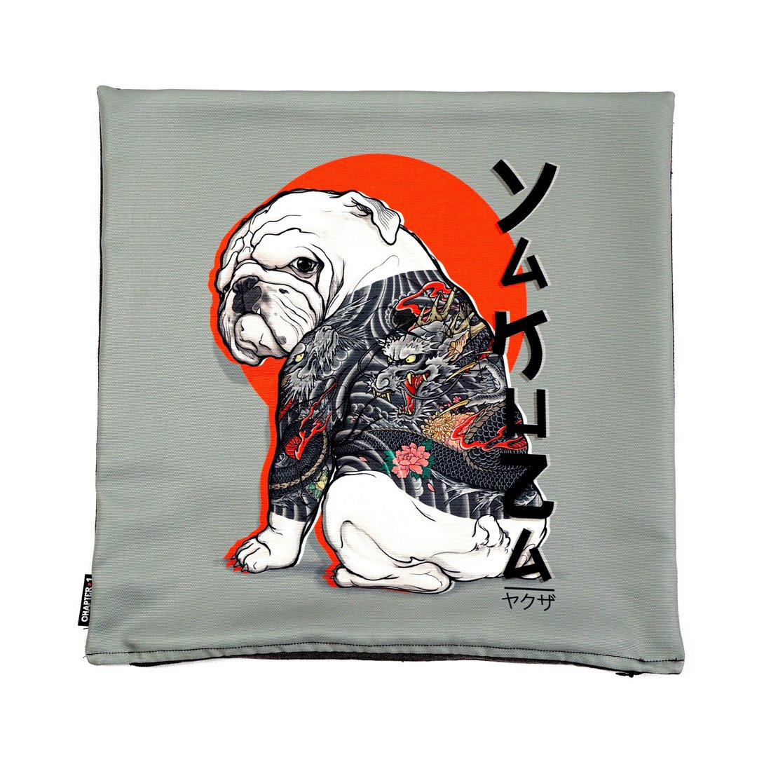 Bulldog tattoo pillow case New arrival Gift New Year - 枕头/抱枕 - 棉 黑色