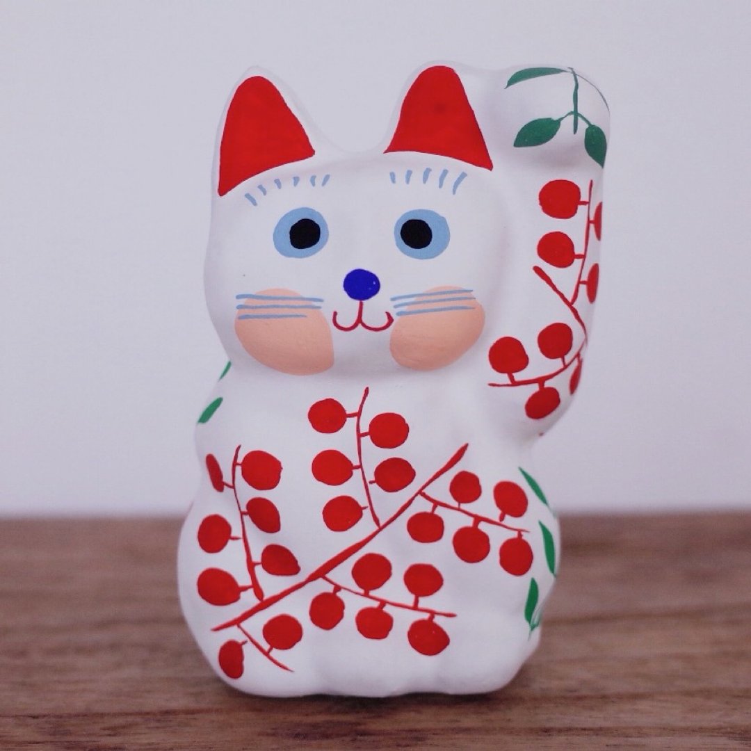 Lucky Cat Nandina Pattern Right beckoning - 玩偶/公仔 - 纸 