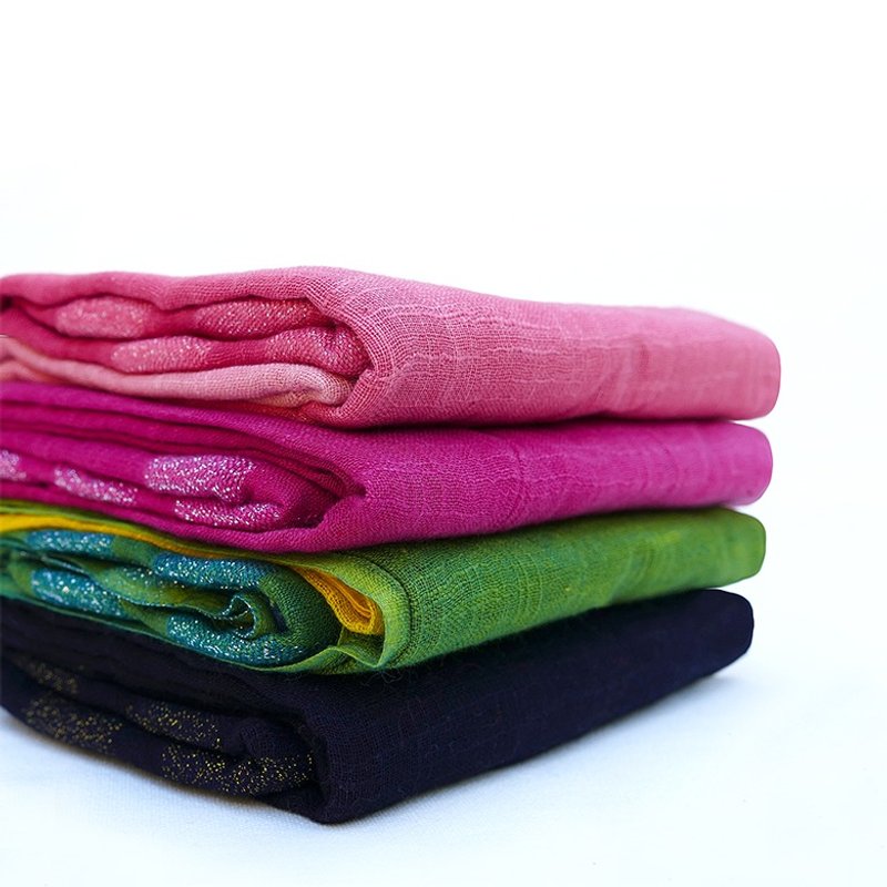 卓也蓝染 - 植物染璀璨棉麻围巾 / 多色 - 丝巾 - 其他材质 多色