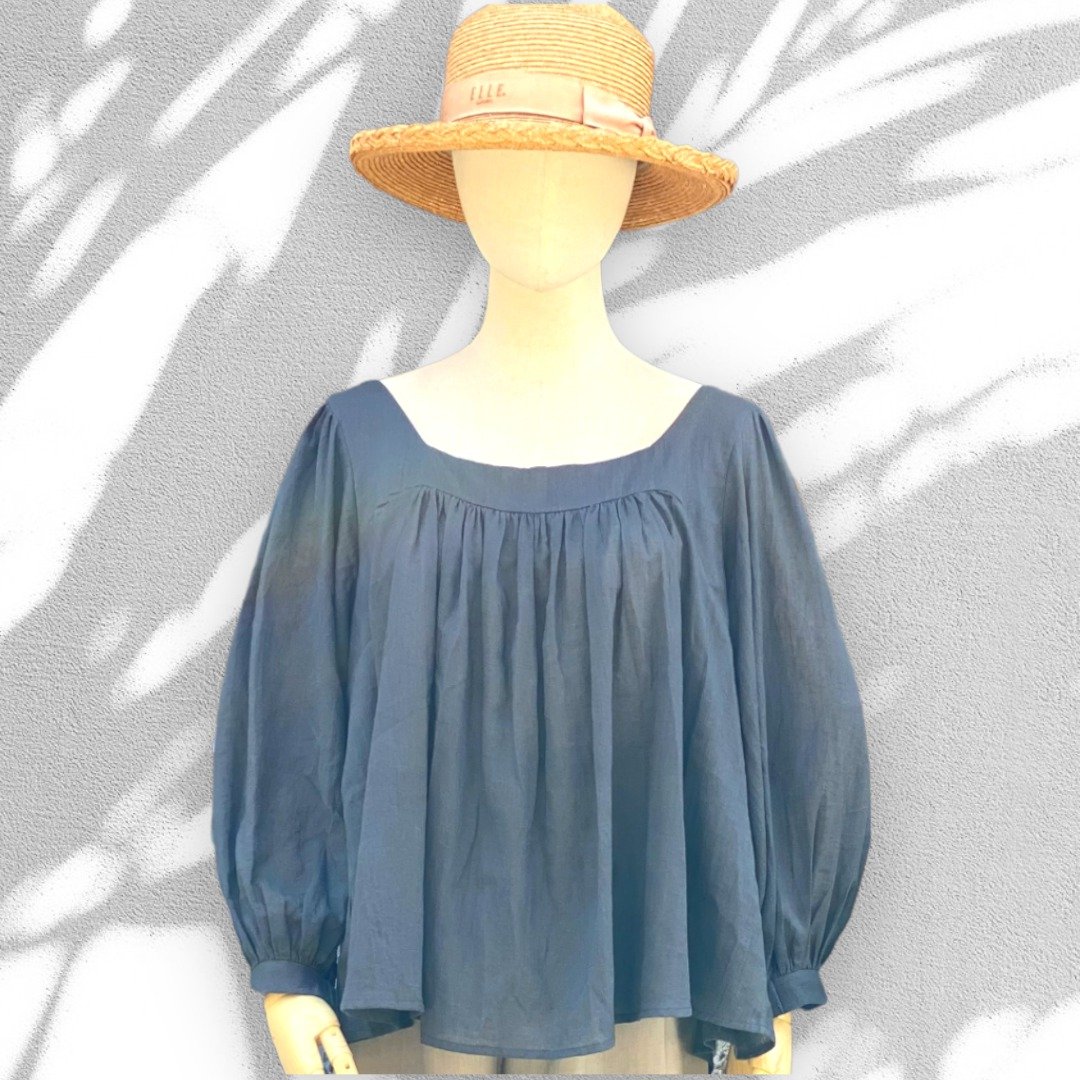 Manuka oversized long sleeve shirt Lightweight muslin fabric - 女装上衣 - 棉 灰色