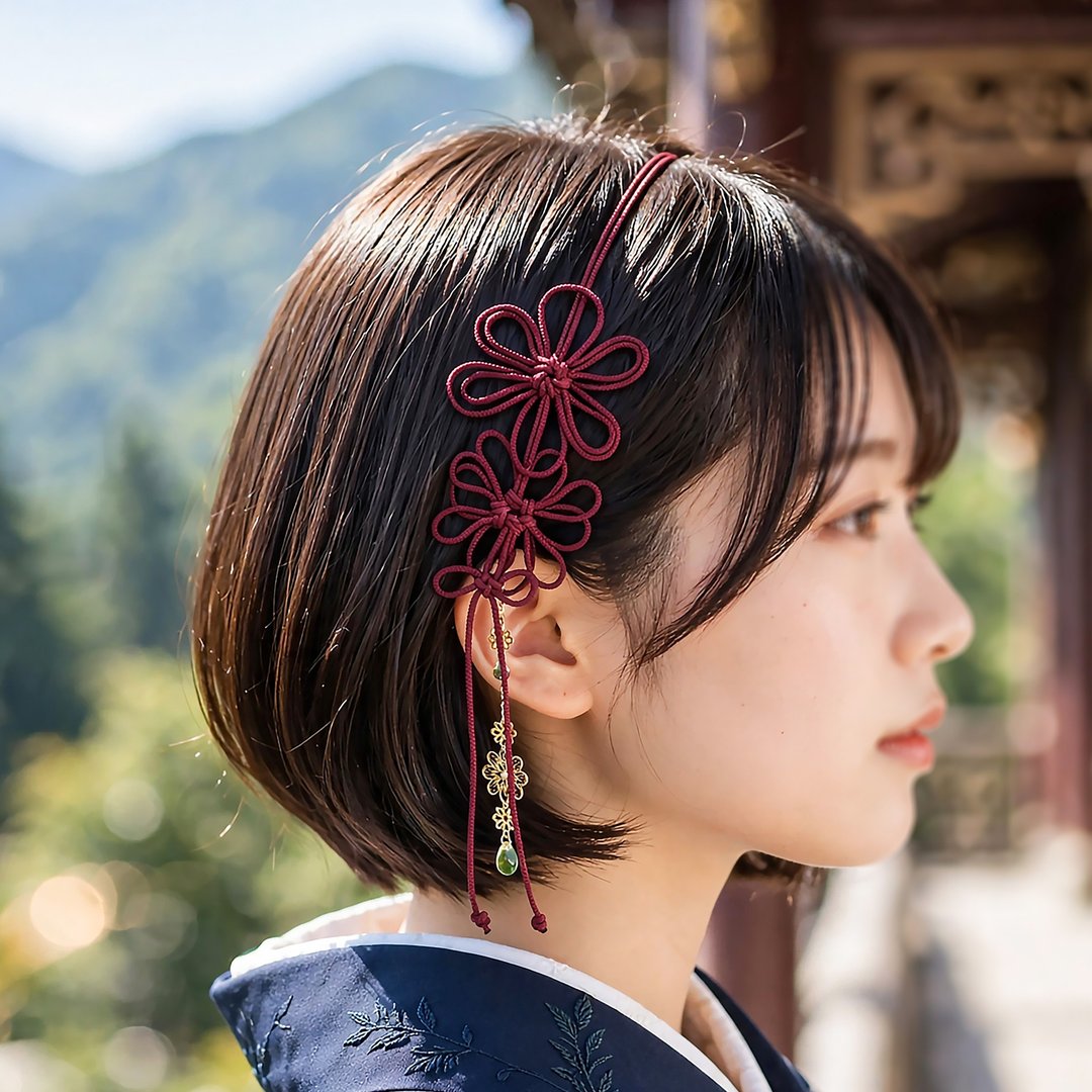 饰结发箍 点缀脸颊的色彩【轻盈・易戴】适合浴衣、和服，亦可日常配戴。 - 发带/发箍 - 玻璃 红色
