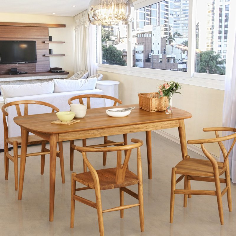 柚木餐桌桌椅 莎拉上蜡款 长桌办公桌 印尼原木实木 餐厅民宿设计 - 餐桌/书桌 - 木头 咖啡色