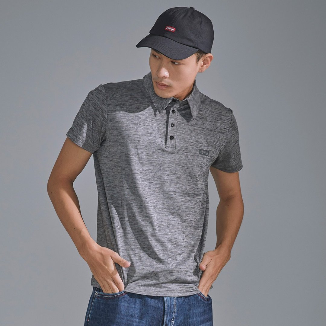 EDWIN 男装 凉感纤维机能短袖 POLO 衫 (麻灰色) #上衣 - 男装衬衫 - 棉 灰色