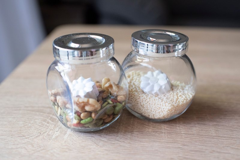 QIDINA 8入 台湾手工调味罐米罐饲料 除湿圭藻土 - 收纳用品 - 环保材料 白色