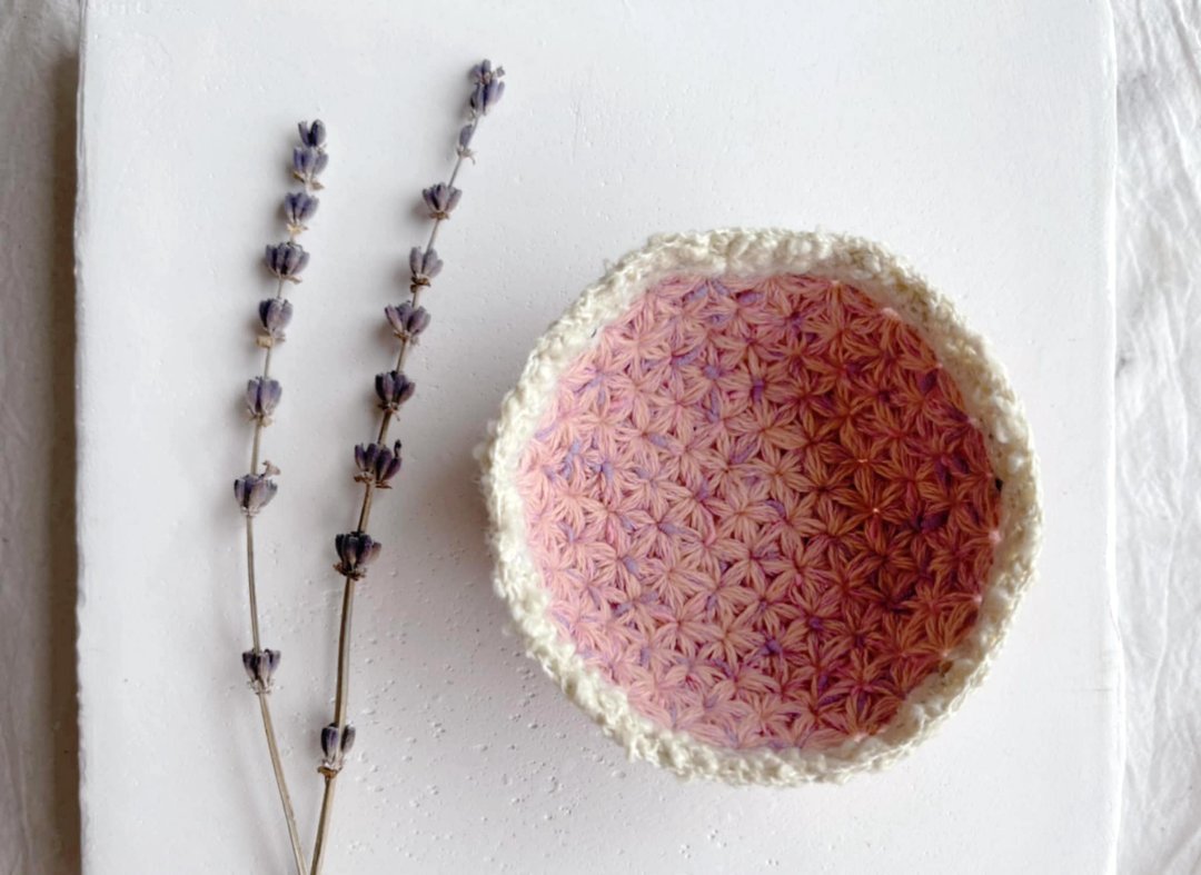 Knitting 生命之花置物篮 - 绣球花 - 收纳用品 - 棉 粉红色