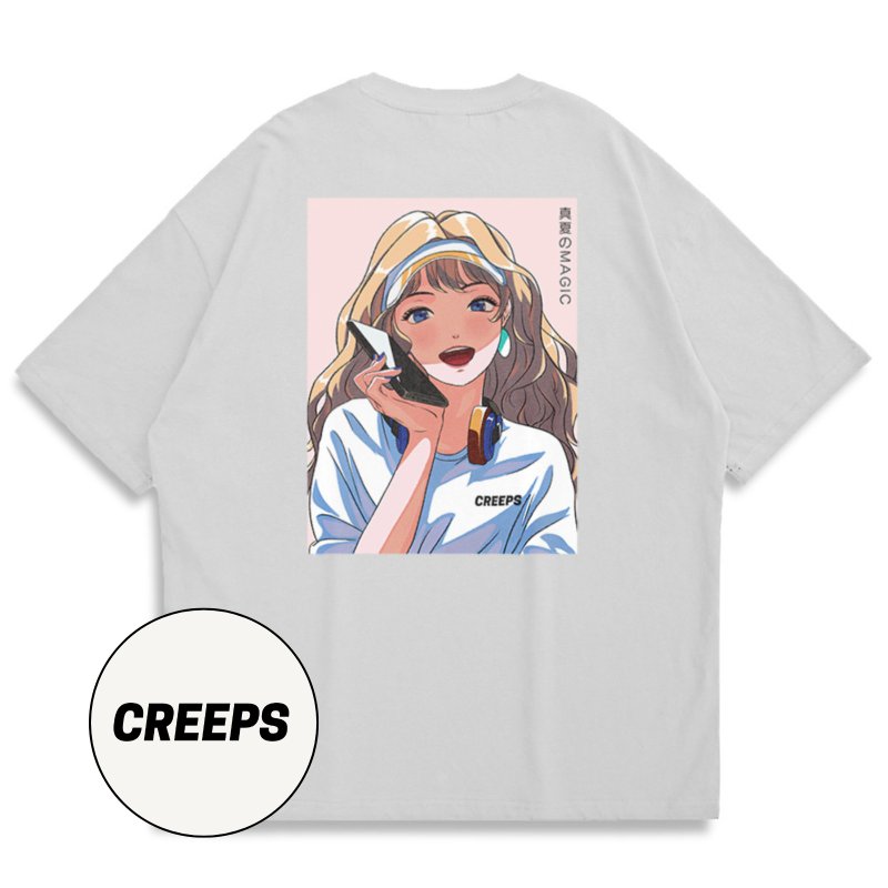 【CREEPS】真夏のMAGIC 宽松重磅印花T恤 210g - 男装上衣/T 恤 - 棉 多色