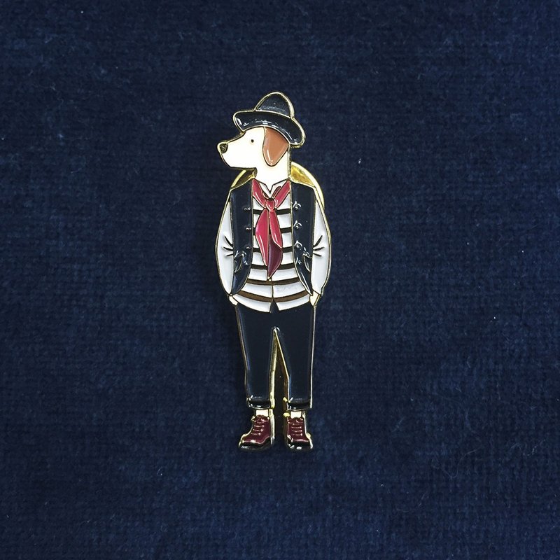 #16 带帽狗先生 别针/胸针/扣针 - 胸针 - 其他金属 绿色