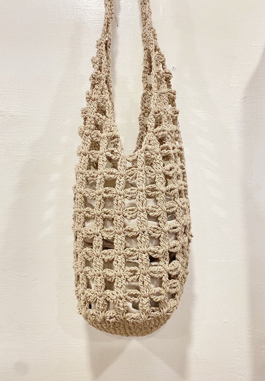 【好日手作】Handmade。夏日手工韩国棉线编织侧背包韩系礼物 - 手提包/手提袋 - 棉．麻 灰色